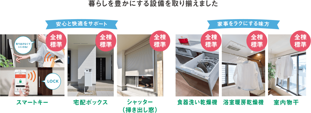 暮らしを豊かにする設備を取り揃えました 安心と快適をサポート 家事をラクにする味方