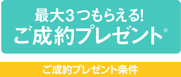 最大3つもらえる!ご成約プレゼント ご成約プレゼント条件